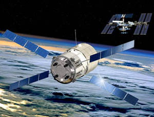 Artistbild av en ATV som nrmar sig ISS.