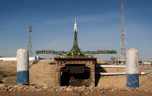 Soyuz TMA-14 framme på startplattan.