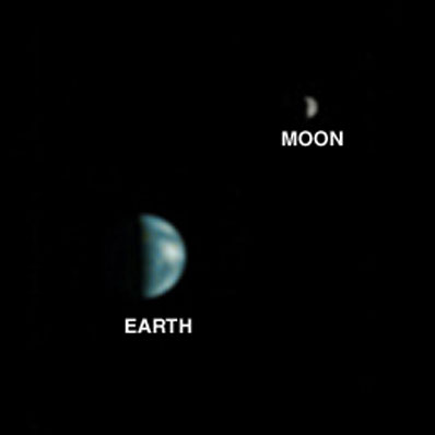 Jorden och månen fotograferade tillsammans. 