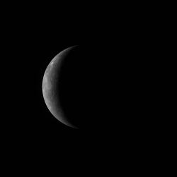 Merkurius fotograferad den 5 oktober p ett avstnd av 390 000 kilometer. Upplsningen r 10 kilometer/pixel.