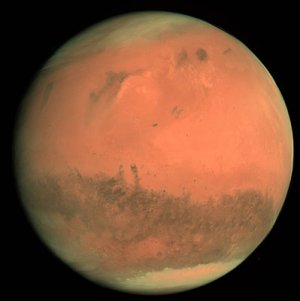Detta fotografi av Mars &auml;r taget med Rosettas OSIRIS-instrument p&aring; ett avst&aring;nd av 240 000 kilometer.