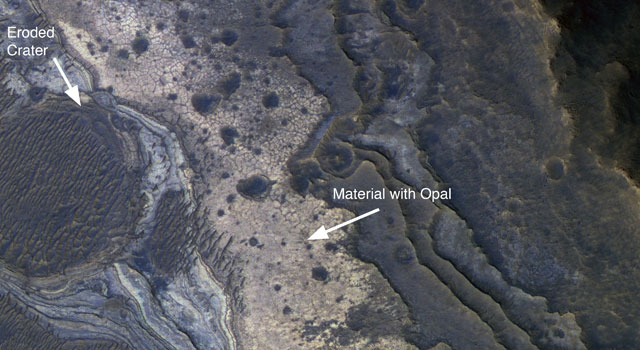Ett av områdena som MRO funnit vattenhaltig kiseldioxid.
