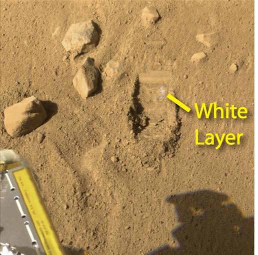 P� detta fotografi syns det vita lagret tydligt.