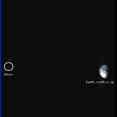 Jorden och månen fotograferad från Venus Express.