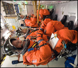 Astronauterna i trning infr uppskjutningen