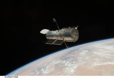 Hubbleteleskopet strax efter separationen.