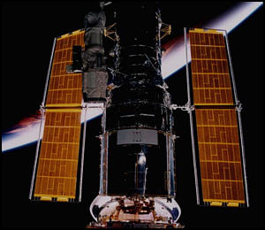 Hubbleteleskopet väntar på service.