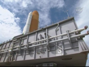 Endeavour p� v�g mellan startplatta B och A.