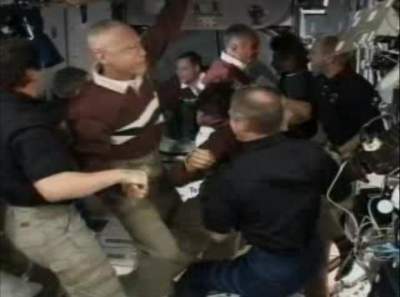 Tr�ngt ombord p� ISS.